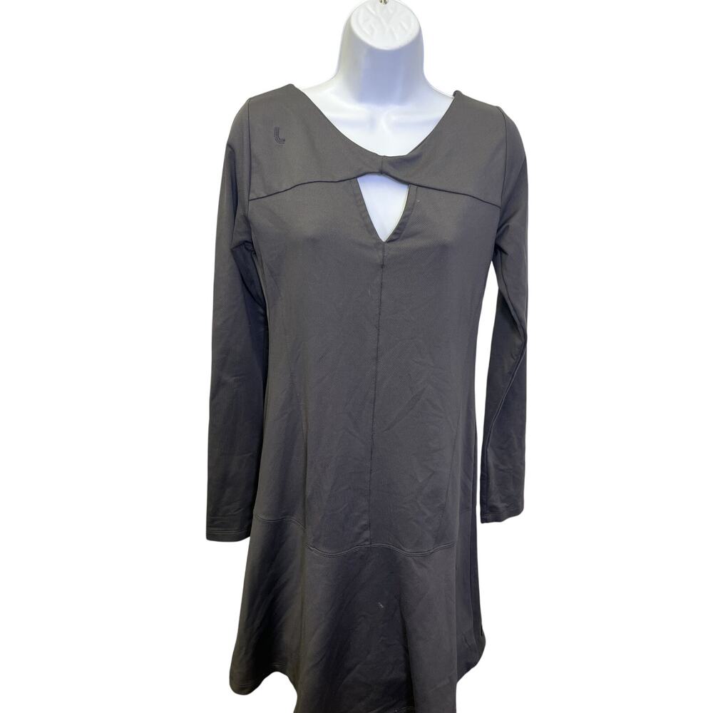 🖤 Lole Women’s L Gray Keyhole Cutout Dress Long Sleeve Minimalist Athleisure